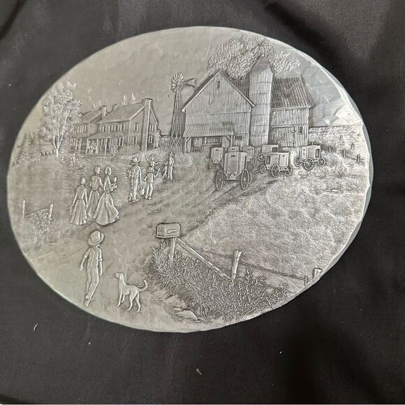 Vintage Wendell August Forge Amish Handmade Hammered Aluminum Oval Trivet - Picture 4 of 10